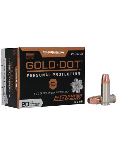 Speer Gold Dot Handgun Ammunition .30 SC 115gr HP 1150 fps 20/ct