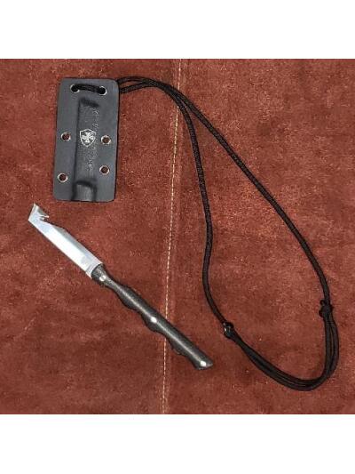 Templar Neck Knife Black Powder D2 Tanto Silver