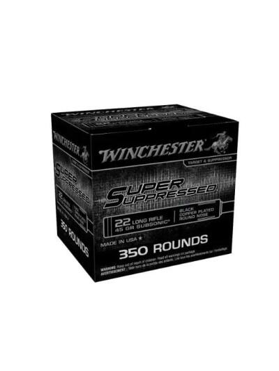 Winchester Super Suppressed Subsonic Rimfire Ammunition .22 LR 45gr CPRN 1090 fps 350/ct