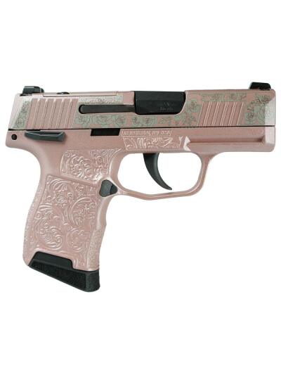 Sig Sauer Exclusive "Rose Gold N Roses" P365-380 Handgun 380 Auto 10rd Magazine 3.1" Barrel Black Manual Safety