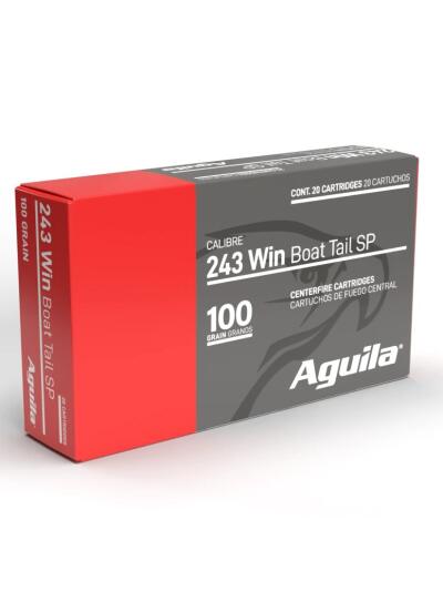 Aguila Ammunition .243 Win Rifle Ammo - 100 Grain | Boat Tail Soft Point | 20rd Box