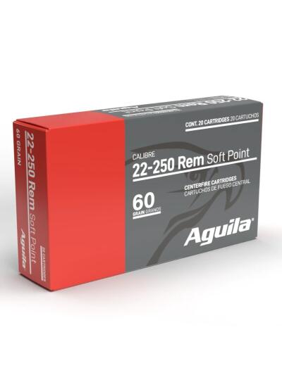 Aguila Ammunition 22-250 Rem Rifle Ammo - 60 Grain | Soft Point | 20rd Box