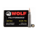WOLF AMO 223 REM 62GR FMJ STEEL CASE 20-RD BOX (25 BOXES PER CASE)