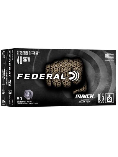 FEDERAL 40 S&W 165GR PUNCH JHP 50RD/BX 10BX/CS