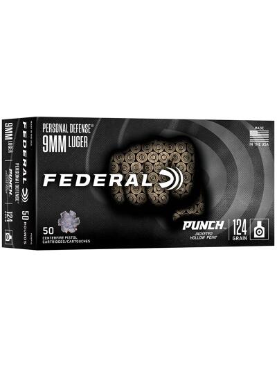 FEDERAL 9MM LUGER 124GR PUNCH JHP 50RD/BX 10BX/CS