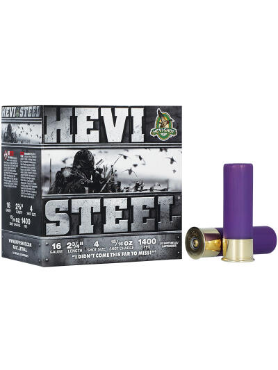 HEVI-SHOT HEVI-STEEL 16GA 2-3/4IN 1OZ #4 25 RD/BX 10 BX/CS