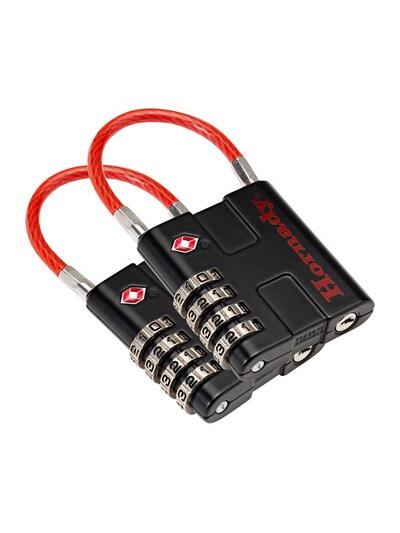 TSA PADLOCK W/CABLE 2/PACK