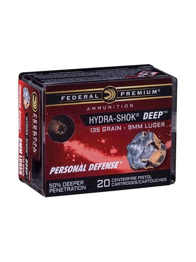 FEDERAL HYDRA-SHOK DEEP 9MM JHP 135GR 20BX 25BX/CS