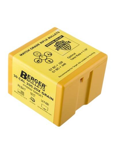 HYBRID TARGET 30 CALIBER (0.308'') 200.20X HYBRID BT 100/BOX