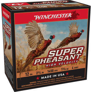 Winchester Ammo X12PHV4 Super Pheasant High Velocity High Brass 12Gauge 2.75" 1 3/8oz 4Shot 25 Per Box/10 Case