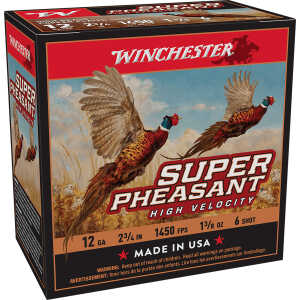 Winchester Ammo X12PHV6 Super Pheasant High Velocity High Brass 12Gauge 2.75" 1 3/8oz 6Shot 25 Per Box/10 Case