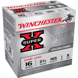 Winchester Ammo XU168 Super X Game Load 16Gauge 2.75" 1oz 8Shot 25 Per Box/10 Case