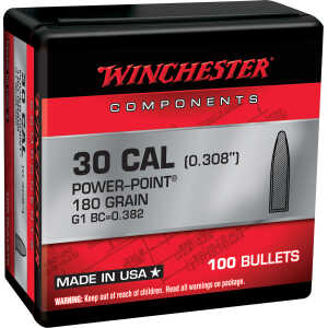 Winchester Ammo WB308P180X Centerfire Rifle  308Win 180gr Power Point 100 Per Box/10 Case