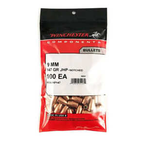 Winchester Ammo WB9JHP147D Centerfire Handgun Reloading 9mm 147gr Jacketed Hollow Point 500 Per Box/4 Case