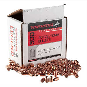Winchester Ammo WB40HP180D Centerfire Handgun Reloading 40S&W 180gr Jacketed Hollow Point 500 Per Box/3 Case