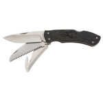 Browning 3220430 Primal Kodiak Slim 3.75" Folding Drop Point/Gut Hook/Saw 8Cr13MoV SS Blade Black Polymer w/Rubber Overmold Handle Includes Nylon Belt Pouch - Image 1