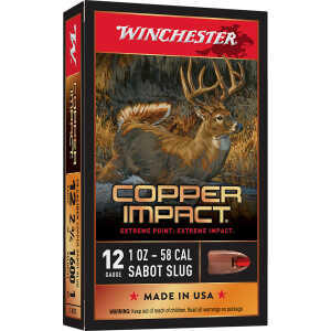 Winchester Ammo X12CLF Copper Impact  12Gauge 2.75" 1oz Sabot Slug Shot 5 Per Box/20 Case