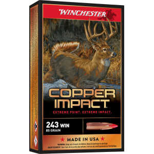 Winchester Ammo X243CLF Copper Impact  243Win 85gr Copper Extreme Point Lead Free 20 Per Box/10 Case