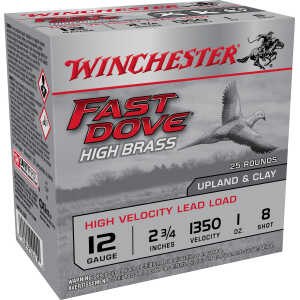 Winchester Ammo WFD128B Fast Dove & Clay High Brass 12Gauge 2.75" 1oz 8Shot 25 Per Box/10 Case