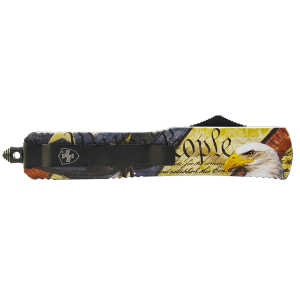 Templar Knife MZEG321 Premium Weighted Eagle Slim 3.16" OTF Drop Point Plain Black Oxide Stonewashed D2 Steel Blade, 4.93" Eagle w/"We The People" Aluminum Zinc Alloy Handle