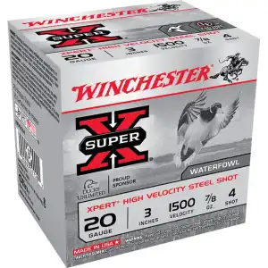 WINCHESTER EXPERT HV STEEL AMO 20GA 3IN 7/8 OZ #4 25RD (10 BOX CASE)