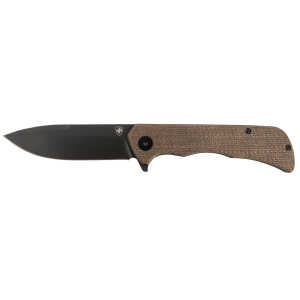Templar Knife PFMBN321 Paladin  3.27" Folding Drop Point Plain Black Powder Coated D2 Steel Blade, 4.40" Brown Micarta Handle