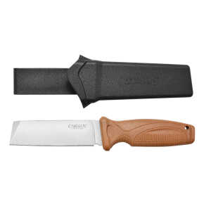 Camillus 19627 Swedge  4.30" Fixed Plain Silver 420 Steel Titanium Bonded Blade, Textured Tan ABS Handle, Includes Sheath