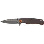 Browning 3220581B Buckmark  EDC Slim 3.13" Folding Drop Point Plain Black Stonewashed D2 Steel Blade, Bronze Stonewashed Polymer Handle, Box Packaging - Image 1