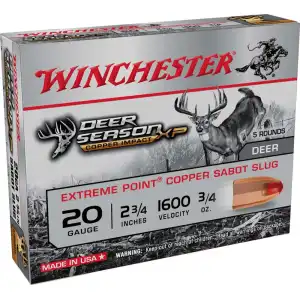 WINCHESTER COPPER IMPACT AMO 20GA SABOT SLUG 3/4OZ 5RD (20 BOX CASE)