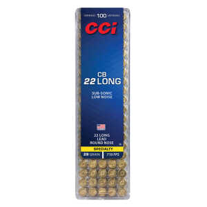 CCI 0038 Specialty CB Subsonic 22Long 29gr Lead Round Nose 100 Per Box/50 Case