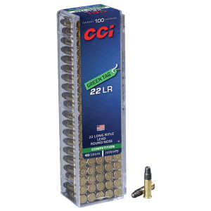 CCI 0033 Green Tag Competition 22LR 40gr Lead Round Nose 100 Per Box/50 Case