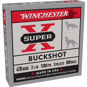 Winchester Ammo XB41000 Super X  410Gauge 2.50" 3Pellets 000Buck Shot 5 Per Box/50 Case