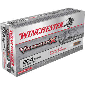 Winchester Ammo X204P Varmint X  204Ruger 32gr Polymer Tip Rapid Expansion 20 Per Box/10 Case