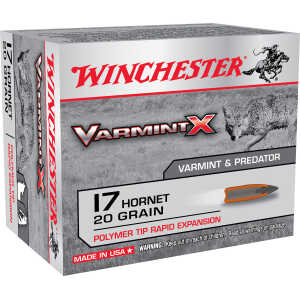 Winchester Ammo X17P Varmint X  17Hornet 20gr Polymer Tip Rapid Expansion 20 Per Box/10 Case
