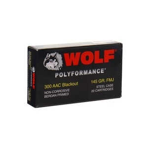 Wolf 300 Blackout Ammunition WOLF300BLK145 145 Grain Full Metal Jacket 20 Rounds