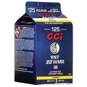 CCI Varmint Rimfire Ammunition .22 WMR 30 gr VNT 2200 fps 125/ct