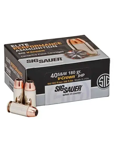 SIG SAUER ELITE V CROWN AMO 40S&W 180GR JHP 50RD (10 BOX CASE)