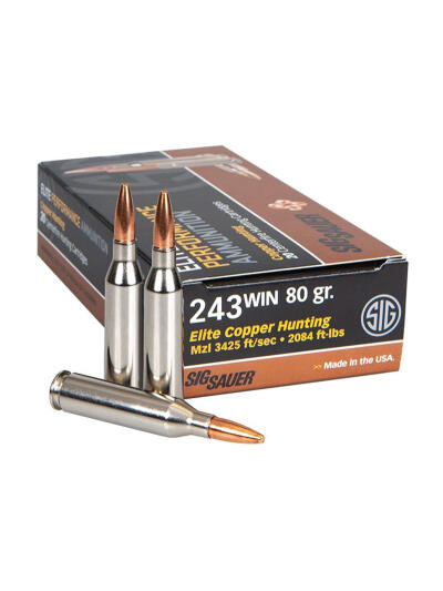 ELITE HUNTING 243W 80GR COPPER 20RDS/BX