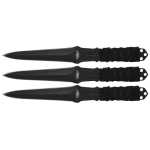 Uzi Accessories UZKTRW003 Throwing Knives  3" Fixed Straight Back Plain Black Stainless Steel Blade Black Nylon Cord Wrapped Handle - Image 1