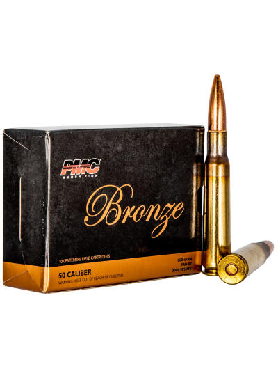 PMC 50A Bronze  50BMG 660gr Full Metal Jacket Boat Tail 10 Per Box/20 Case