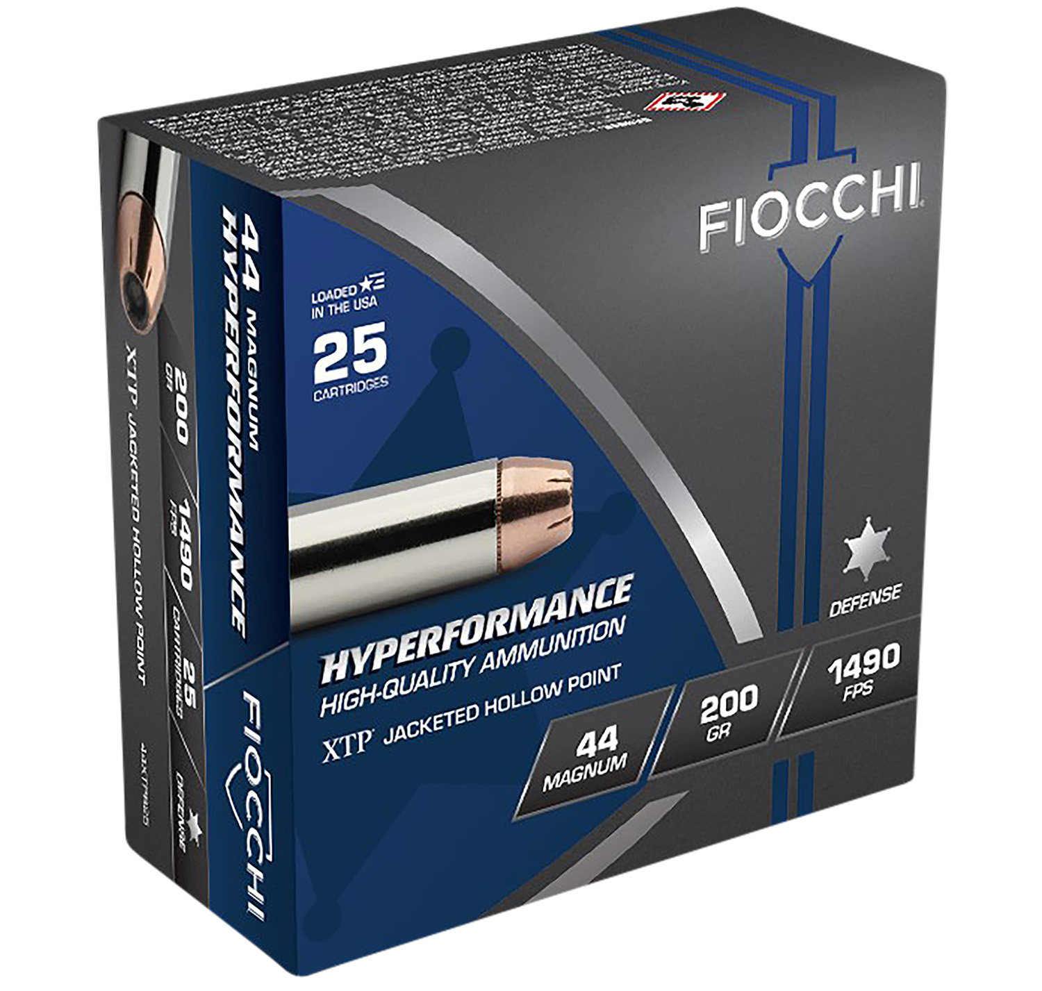 Fiocchi 44XTPB25 Hyperformance 44RemMag 200gr Hornady XTP Hollow Point 25 Per Box/20 Case