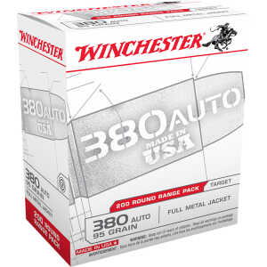 Winchester USA Pistol Ammo 380 ACP 95 gr. FMJ 200 rd.