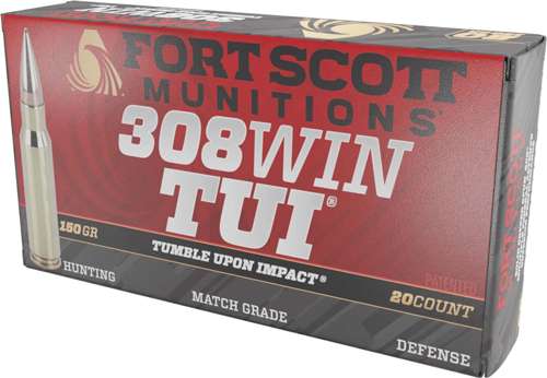 FORT SCOTT MUNITIONS LEAD FREE RIFLE AMO 308 WIN 150GR TUI BRASS CASE 20-RD ( 10 BOXES PER CASE )