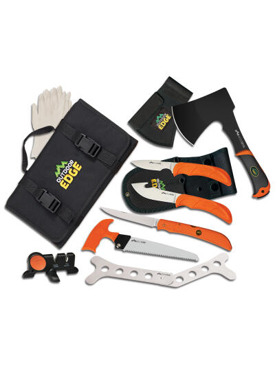 Outdoor Edge OF1 Outfitter Hunting Set Multiple 420J2 Stainless Steel Blade FRN Orange Handle