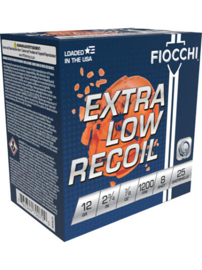 FIOCCHI LOW RECOIL 12GA 2.75" - 7/8OZ #8 1200FPS 250RD CASE