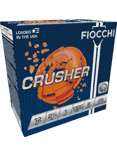 FIOCCHI CRUSHER 12GA 2.75" - 1OZ #8 1300FPS 250RD CASE LOT
