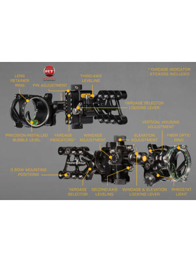 TROPHY RIDGE BOW SIGHT REACT - ALPHA 1-PIN .019 RH BLACK