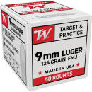 WINCHESTER USA 9MM LUGER - 124GR FMJ 50RD 20BX/CS