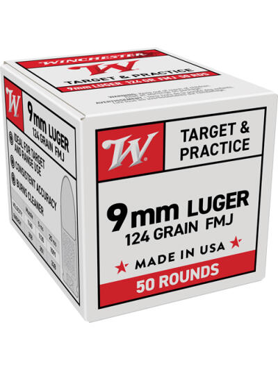 WINCHESTER USA 9MM LUGER - 124GR FMJ 50RD 20BX/CS