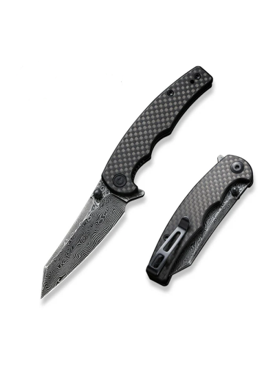 CIVIVI P87 Folder Flipper Knife Carbon Fiber & G10 Handle (2.90"" Damascus Blade) C21043-DS1